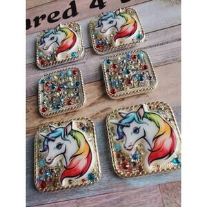 Large unicorn Swarovski bling conchos, custom concho, saddle replacement conchos